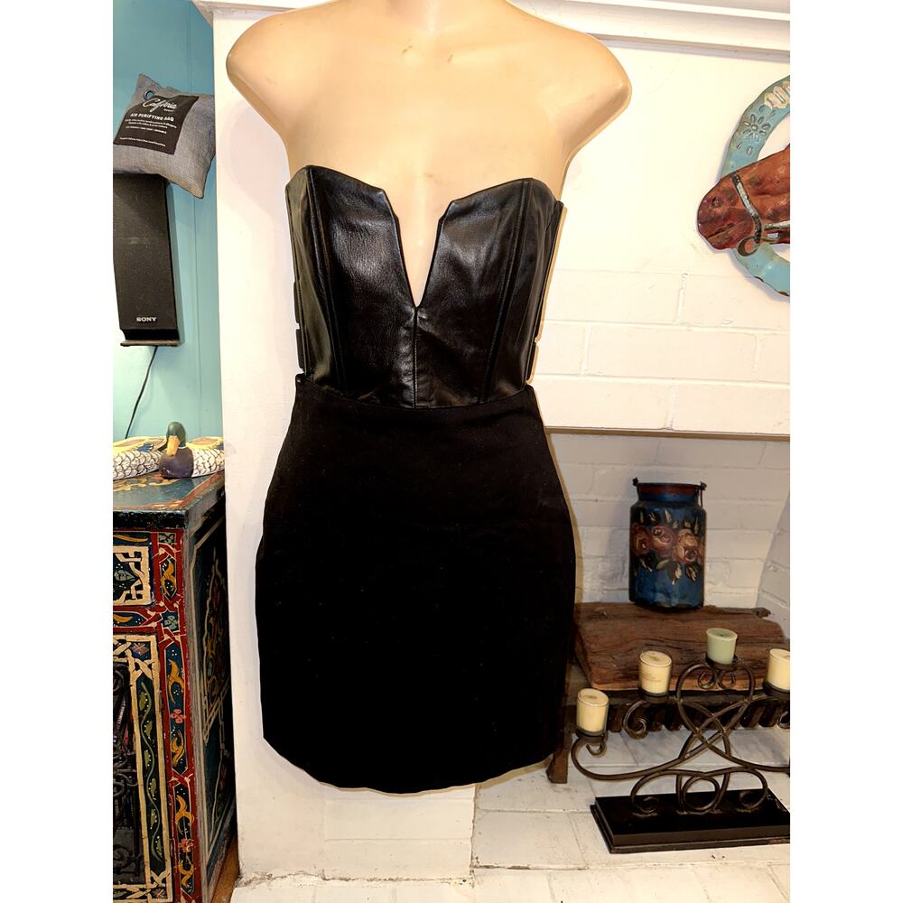 MASON $698 LEATHER BUSTIER SEXY BODYCON MINI DRESS 0 FESTIVAL!